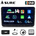 DAB+ 4+64GB Android 14 AutoRadio Carplay für VW Golf 5 6 Plus Polo Touran Jetta