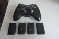 Original Microsoft XBOX 360 Controller Kabellos schwarz 4 Aufladbare Batterien