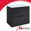 Badmöbel Waschbecken Keramik mit Unterschrank Waschtisch Schublade Schwarz 60cm 