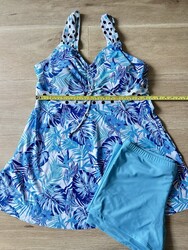 Stylischer Tankini Gr. 48, blau-weiß gemustert, Badeanzug TOP