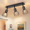 Deckenstrahler LED, 3 Flammig, Schwenkbar, Schwarz, Industriell, Metall