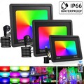 RGB Dimmbar LED Fluter Außen Strahler Flutlicht Scheinwerfer Gartenlampe 10-100W