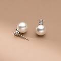 Elegante 925 Silber Ohrstecker mit Großen Perlen und Zirkonia, Damen Ohrringe