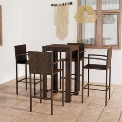 Gartenbar Set 5-tlg. Poly Rattan Braun Gartentheke Bartisch Barhocker vidaXL