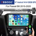 DAB+ Android 14 128G Für VW Passat B8 2015-20 GPS Autoradio Apple Carplay BT KAM