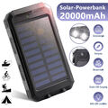 Solar Power Bank 20000mAh Tragbar Externer Batterie Ladegerät Handy Wasserdicht