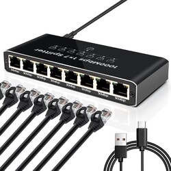 LAN Splitter 1 auf 2 Gigabit Ethernet Switch 2-Port Netzwerk Kabel Verteiler DHL