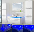 Badmöbel Set montiert Weiss oder Schwarz Hochglanz Badezimmermöbel 6tlg Touc LED