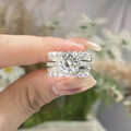 2tlg. Damenring Set 2ct Moissanit 925 Silber Verlobung Hochzeit Luxus
