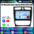 6+128G Android 14 Autoradio Carplay Navi Für Mercedes Benz C-Klasse W203 2000-04