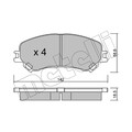 1x ORIGINAL® Metelli 22-1111-0 Bremsbelagsatz, Scheibenbremse Vorne, exkl.