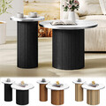 2er Couchtisch Set Beistelltisch Marmor Optik Wohnzimmertisch Rund Sofatisch