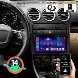 DAB+ Android 14  AutoRadio RDS GPS Navi Carplay Kam Für Audi A4 8E B6 B7 2001-08