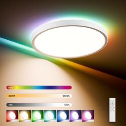 LED Deckenleuchte Dimmbar mit Fernbedienung,3000-6500K RGB LED Deckenlampe