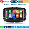 Für Fiat 500 16-2019 Autoradio Carplay Android 13 GPS Nav WIFI BT SWC DAB FM 64G