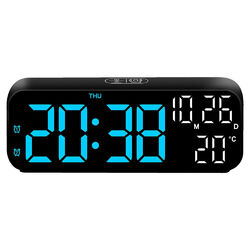 LED Wecker Digital Alarmwecker 7" Uhr Schlummerfunktion Alarm Wecker Temperatur