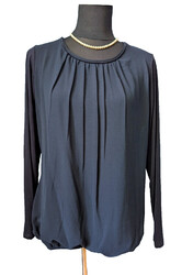 Traum ZERO Damen Langarm Blusen Shirt Bluse 40 wie NEU dunkel blau Stretch TOP