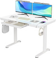 Schreibtisch Höhenverstellbar Elektrisch 120x60cm mit Glasplatte Weiß Arbeit Hom