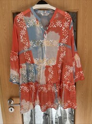 Longbluse,Tunika Mit Schleifen Verschluss Bunt