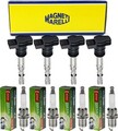 4x MAGNETI MARELLI Zündspule + DENSO Zündkerze für Renault Twingo II CN0_ 1.6