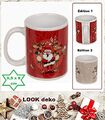 Weihnachtsmann-Crazy-Santa-Rentier Kaffeebecher Tassen Steingut Rot 1 Pack