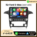 Carplay Android 13 Für Ford S-Max 2007-2015 Autoradio GPS Navi WIFI SWC 4+64GB