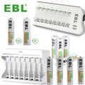 EBL AA AAA  Akku Ladegerät 1100/2800mAh Wiederaufladbar Rechargeable Batterie