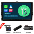 CAM+DVR+DAB+9" QLED Android 13 8Core 6+64GB Autoradio Navi DSP Für VW Skoda Seat