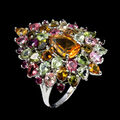 Valentinstag 925 Silberring Birne Citrin Turmalin Granat Edelstein Schmuck Eu 8
