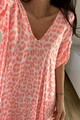 Kleid Lang Leo Print Neu 36 38 40 Orange Pink Weiß Lang