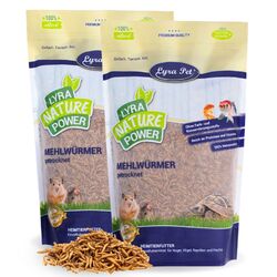 2 kg Mehlwürmer getrocknet Vogelfutter Fische Nager Reptilien Igel Lyra Pet®