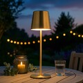 Außenleuchte Tischleuchte Innenlampe LED Touchdimmer Akku CCT gold USB H 28 cm