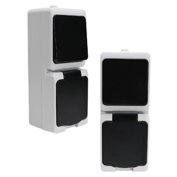 2er Set REV AquaMini Feuchtraum Kombination Schalter Steckdose IP54 mini Aufputz