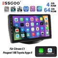 Android 15 Autoradio Carplay GPS 4+64G für Toyota Aygo II Citroen C1 Peugeot 108