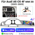 8.8" Android 14 6+128G Carplay Autoradio Für Audi A6 C6 4F MMI 2G 2005-2009 GPS
