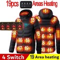 M-6XL USB Elektrische Heizjacke 19 Bereich Beheizbare Jacke Warm Mantel Herren