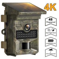 Solar Wildkamera 48MP 4K Jagdkamera mit Nachtsicht 2500mAh Eingebauter Type-C