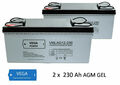2 Stück Solarbatterie 12V 230Ah AGM GEL USV Batterie Akku Wohnmobil Boot C100