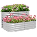 Hochbeet Metall, 2-Stufiger Blumenkasten, Pflanzkasten, Gemüsebeet mit Schrauben