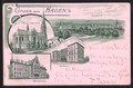 Lithographie Hagen i. W., Neue Katholische Kirche, Gewerbeschule, Gymnasium, Ge 