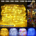 10-100M LED Silberdraht Lichterkette Strom IP67 Weihnachten Innen Außen Party DE