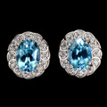 Sommer 925 Silber Ohrringe Oval Schweizer Blau Topas Edelstein Schmuck