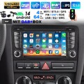 Android 14 DAB+ Carplay Autoradio 4+64G GPS Navi WIFI +KAM Für Audi A3 S3 RS3 8P