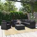 7-tlg. Garten-Lounge-Set mit Auflagen Poly Rattan Schwarz