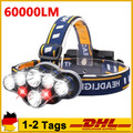 60000LM LED Stirnlampe Super Hell Wiederaufladbar Kopflampe Scheinwerfer 8 Modi