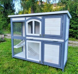 Hasenstall POLLY XL Kleintiergehege Kaninchenstall Käfig Hase Stall GehegeMyPets®✅ 2 Ebenen✅ viele Türen✅ Ausziehbodenwanne✅