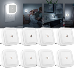 8X LED Nachtlicht Steckdose LEDs mit Dämmerungssensor Nachtlampe Treppen Lampe