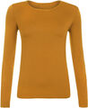  Langarmiges Damen-T-Shirt Oberteil Rundhals Einfach Freizeit Stret-Shirt Basic Passform UK