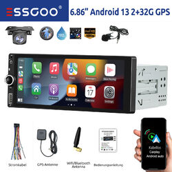 Android 13 2+32G Autoradio 1 DIN Mit Carplay Navi RDS WIFI Bluetooth +MIK Kamera
