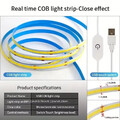 3m COB LED Streifen Licht 5V USB Dimmbar Flexibles Band Lichter Haus Beleuchtung TV